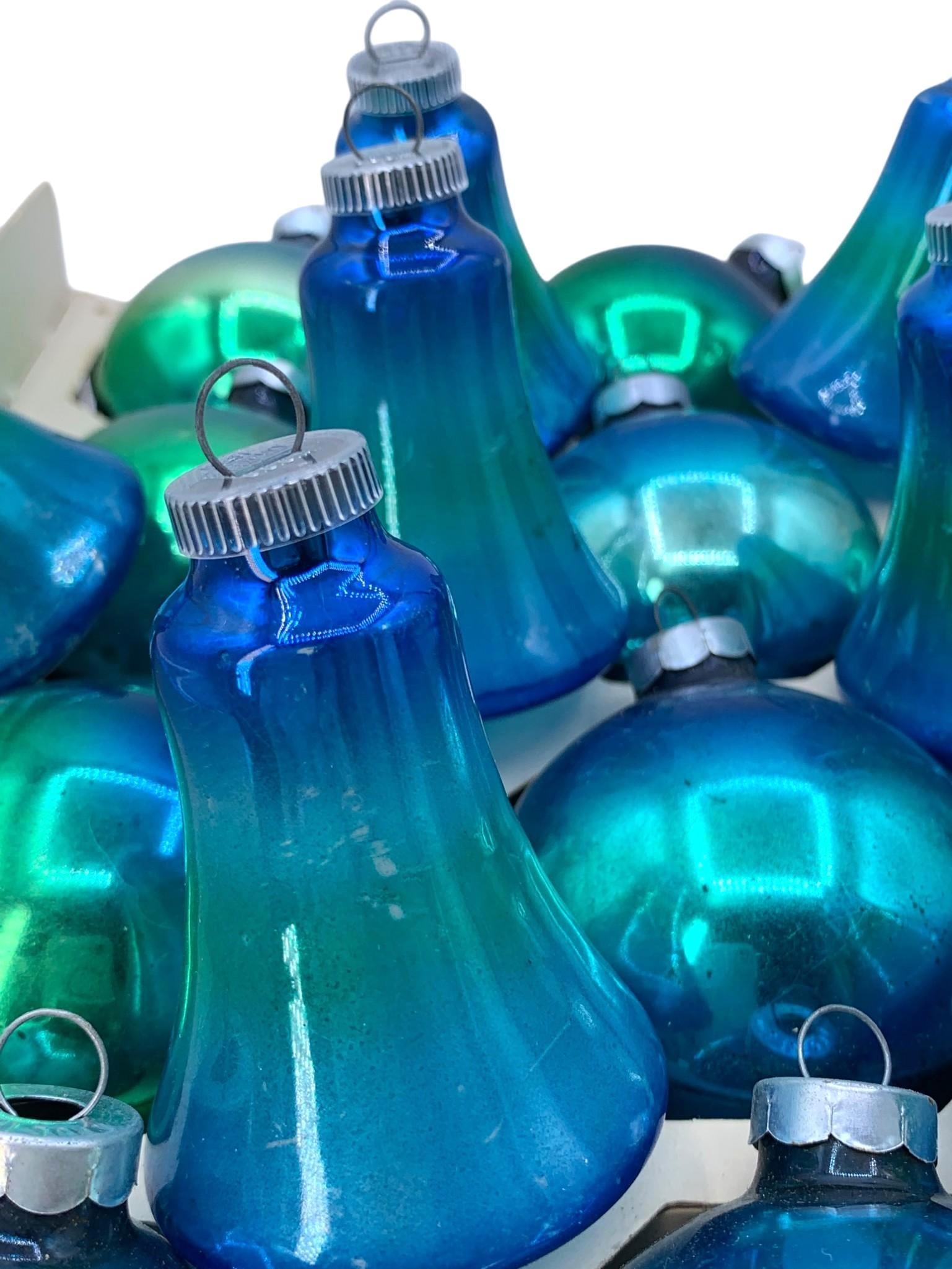 20 West Germany & USA Cobalt Emerald Ombre Glass Christmas Ornaments (1 of 12)