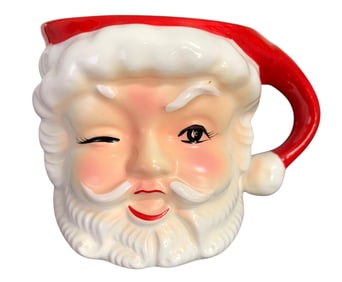 4 Mid Century National Potteries Cleveland Ohio Made in Japan Winking Santa Christmas Mugs