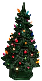 Mid Century Ceramic Light Up Christmas Tree Holiday Decoration