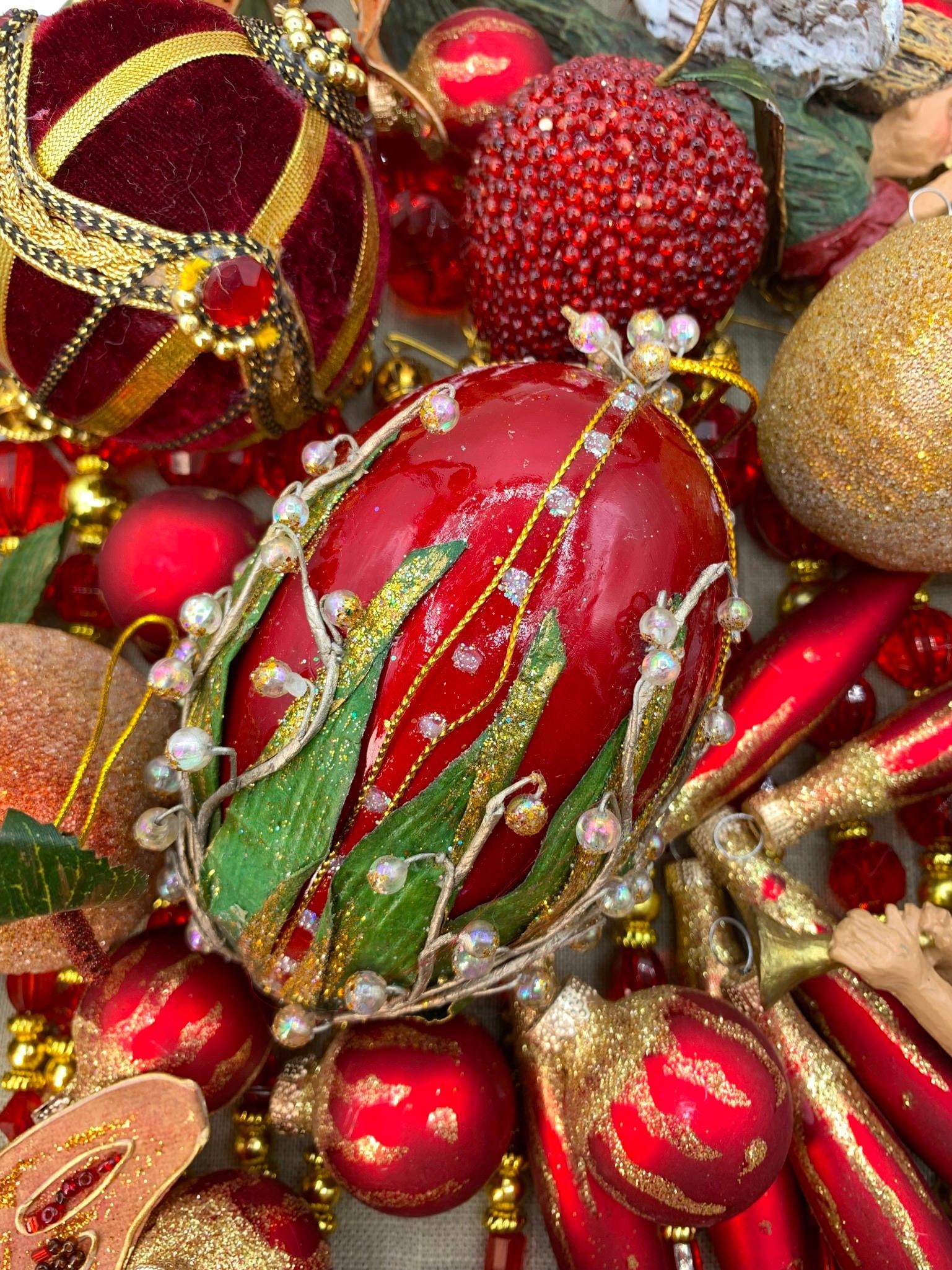 70 pc Sugared Pear, Butterfly, Angel, Garnet Velvet, Jeweled Spire Christmas Ornaments (1 of 20)