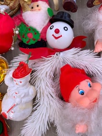 30 Vintage Snowman, Gnome, Santa, Mouse, Rudolph Christmas Ornaments