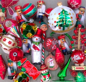 35 Vintage Emerald and Ruby Christmas Ornaments