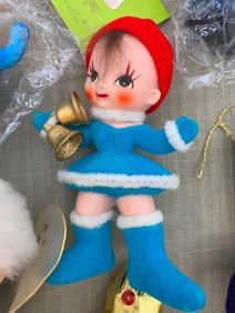 15 Vintage Napco, British Hong Kong, Flocked Plastic, Plush, Glass Candy Christmas Ornaments