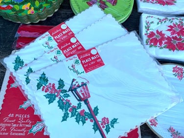 Huge Mid Century Lot of NOS Vintage Christmas Entertaining Holiday Paper Goods Tableware