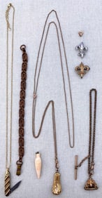 Antique to Vintage Cigar Cutter, Pocket Watch Chains, Fobs, Folding Knife, Watch Pin Collection