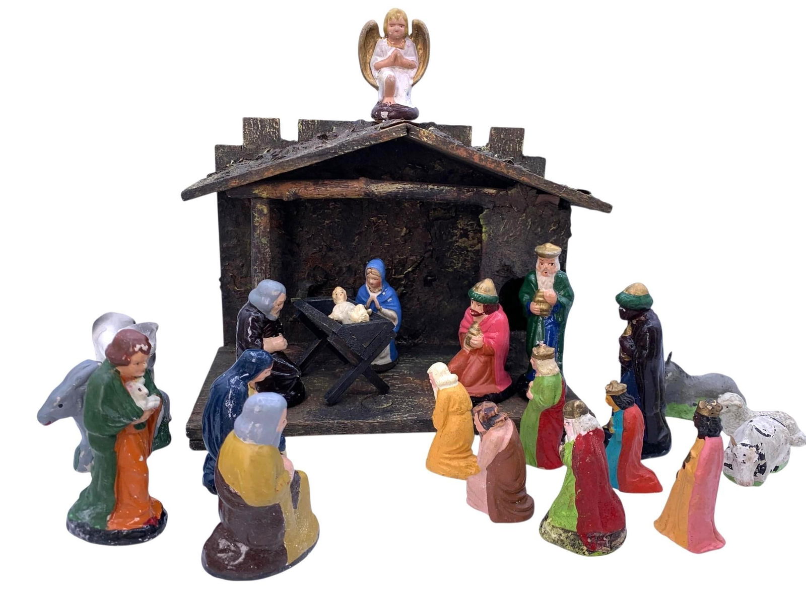 27 pc Vintage Germany Nativity Holiday Vignette Christmas Diorama (1 of 20)