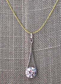 3 pc 14k White Gold CZ Solitaire Suspended Drop Earrings & Matching Pendant Set