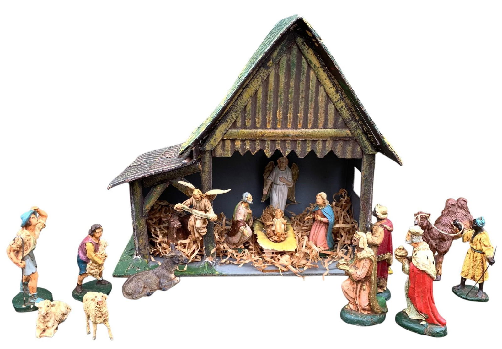 17 pc Early Italian Made Nativity Stable and Vignette Figurines Holiday Diorama (1 of 12)