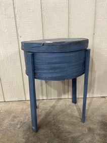 Blue Painted Cheese Box Side Table