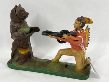 Indian and Hunter Mechanical Coin Bank
