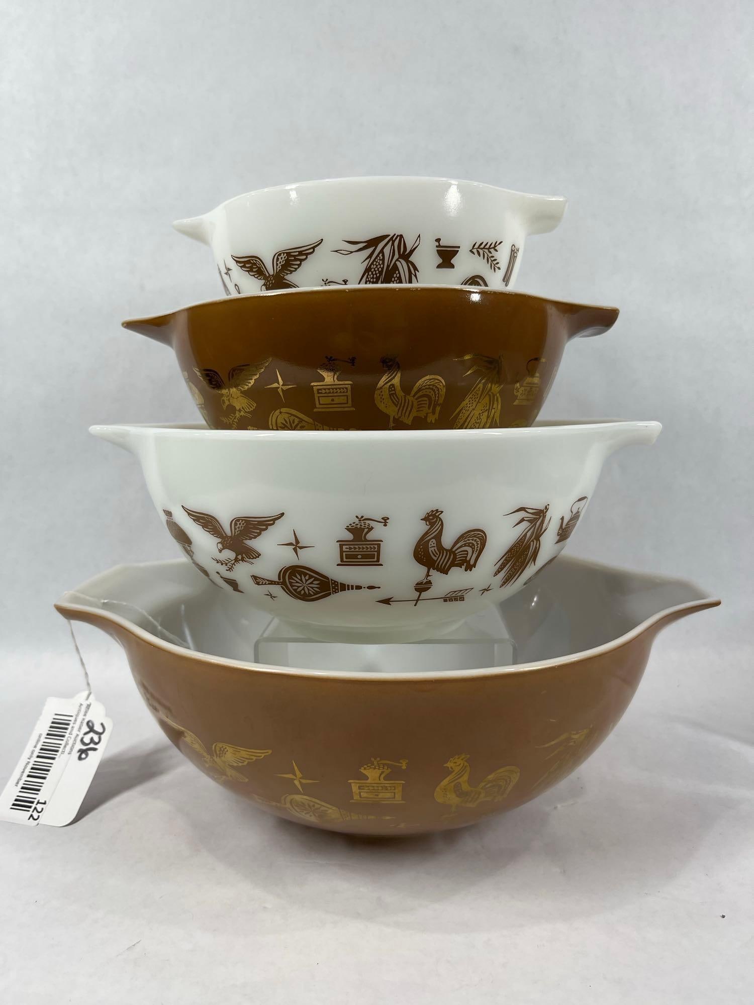 Early American Pyrex Cinderella Mixing Bowls: Great condition.