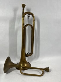 Brass Bugle and Decorative Horn