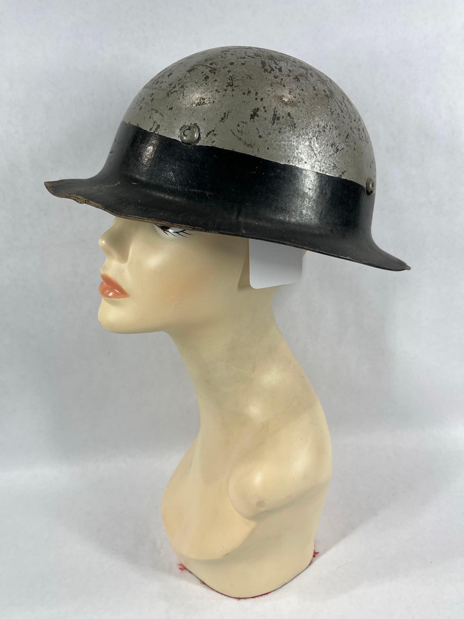 19th Century Fiberglass Miners Helmet: Shows some wear from age, liner is intact.