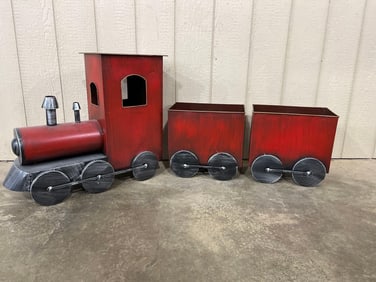 Large Tin Train Engine and Cars