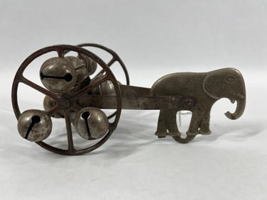 Elephant & Bells Late 1800s Pull Along Toy
