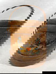 Grain Painted Federal Eagle Firkin Bucket