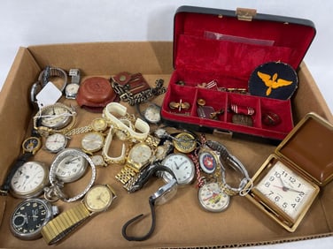 Military Pins, Badges, Pocket Watches, and Wrist Watches