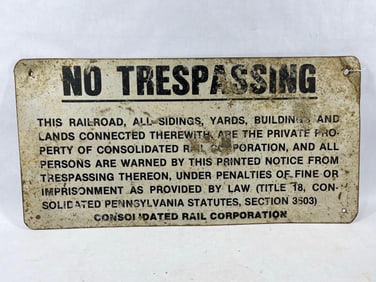 Railroad No Trespassing Reflective Sign