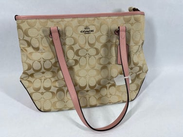 Lt Khaki & Blush Coach Sig Tote