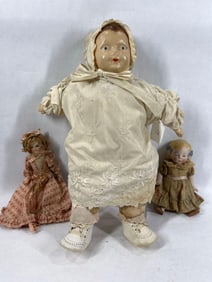1930s Compo Doll & 2 Bisque Head Dolls
