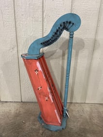 Folk Art painted Celtic Tabletop Harp