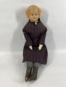 Paper Mache Greiner Type Bonnet Head Doll