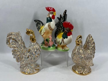 Hand Painted Roosters & Hen