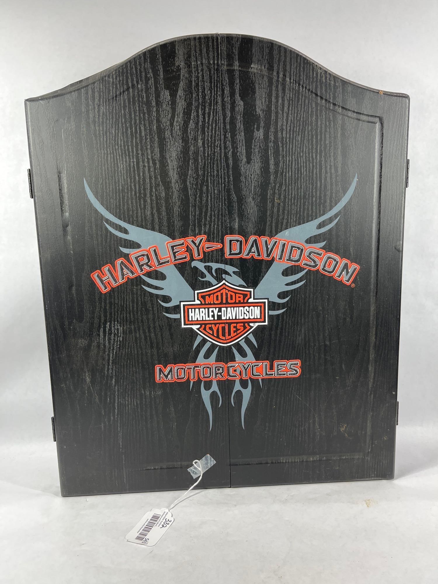 Harley Davidson Cabinet Dart Board: 22x20.