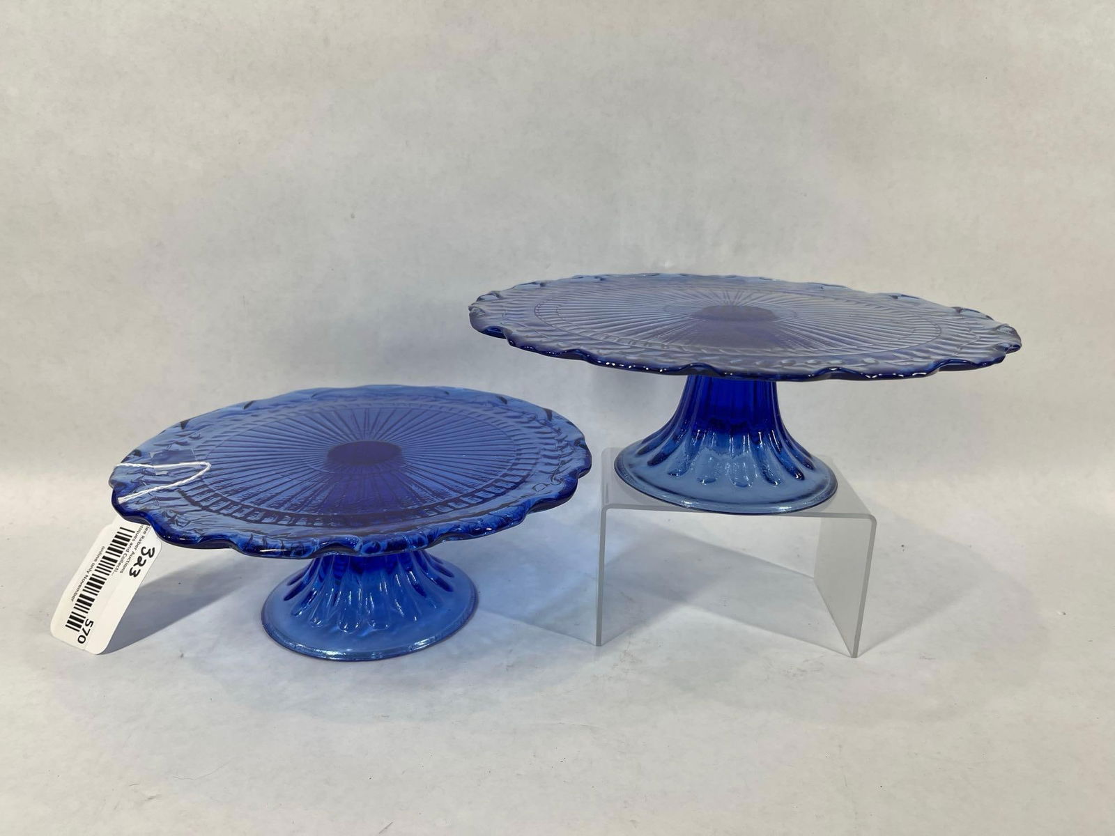 Pair of Cobalt Blue Glass Cake Stands (1 of 4)