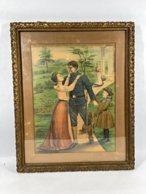 Off To War Framed Chromolithograph