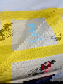 Suzy Bonnet Yellow Hand Stitched Quilt