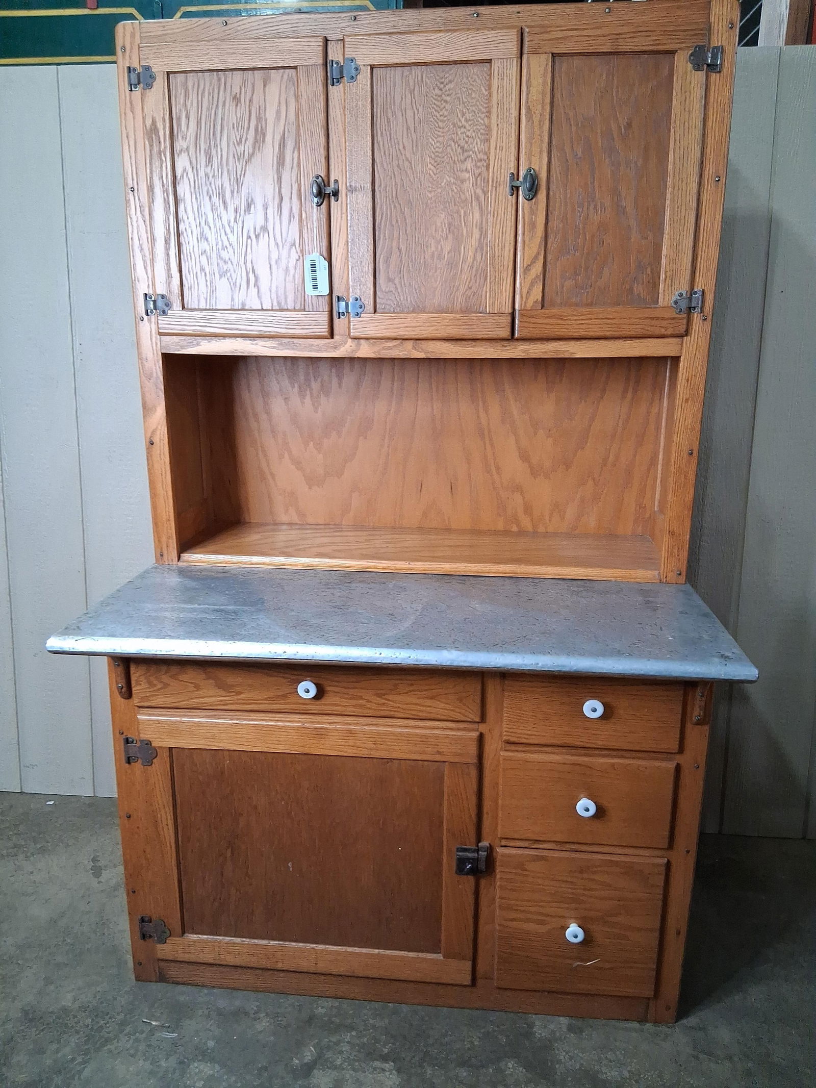 Early Oak Hoosier Style 2pc Cabinet