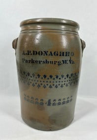 A.P. Donaghho decorated 4-gal stoneware jar