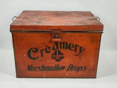 Early Creamery Marshmallow Drops tin box in orig paint