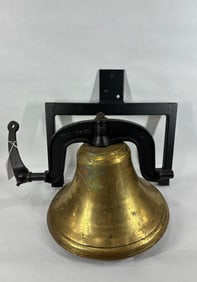 Brass bell with collar and mounting bracket