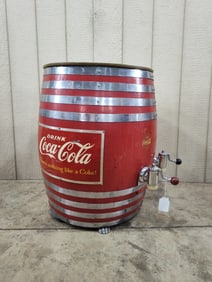 Large Coca-Cola-Hires barrel dispenser on claw feet