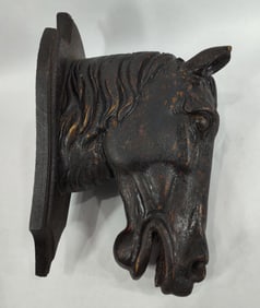Black Forest wood carved horse head