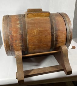 Primitive Wooden Barrel Butter Churn