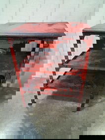 Great Industrial Work Table with Drawer