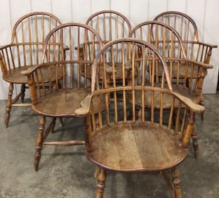 1900s Stickley Bros Windsor Style Arm Chairs