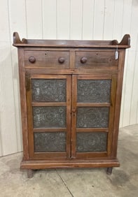 Great early primitive 12-tin pie safe