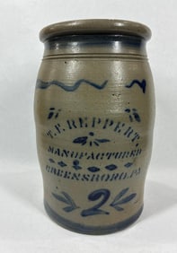 Great T.F. Reppert decorated 2gal stoneware jar