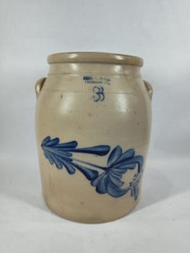 Evan B. Jones decorated 3-gal stoneware jar