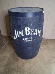 Oak Jim Beam painted whiskey barrel