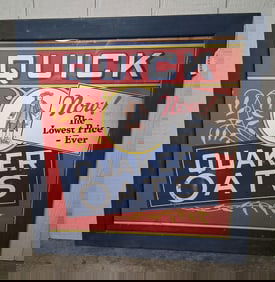 Quick Quaker Oats framed cardboard litho