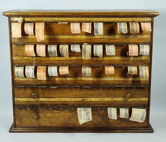 Country Store Quartersawn Oak Label Cabinet