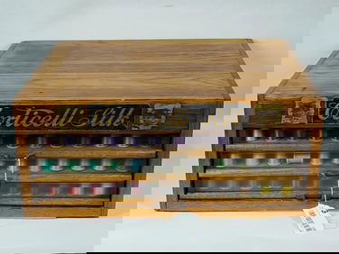 Corticelli Silk Country Store Oak 3-drw Spool Cabinet