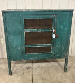 Primitive painted Screened Pie Cupboard