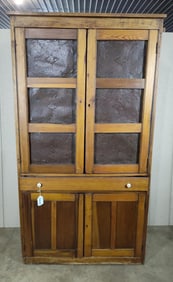 Primitive American 10-tin Flatwall Pie Cupboard