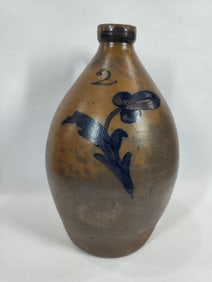Decorated 2-gal stoneware jug